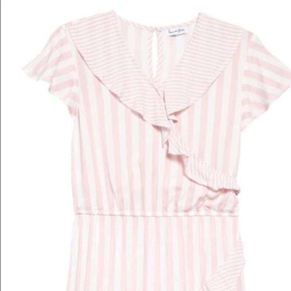 Love, Fire Pink/White Striped Girls Dress Sz LG